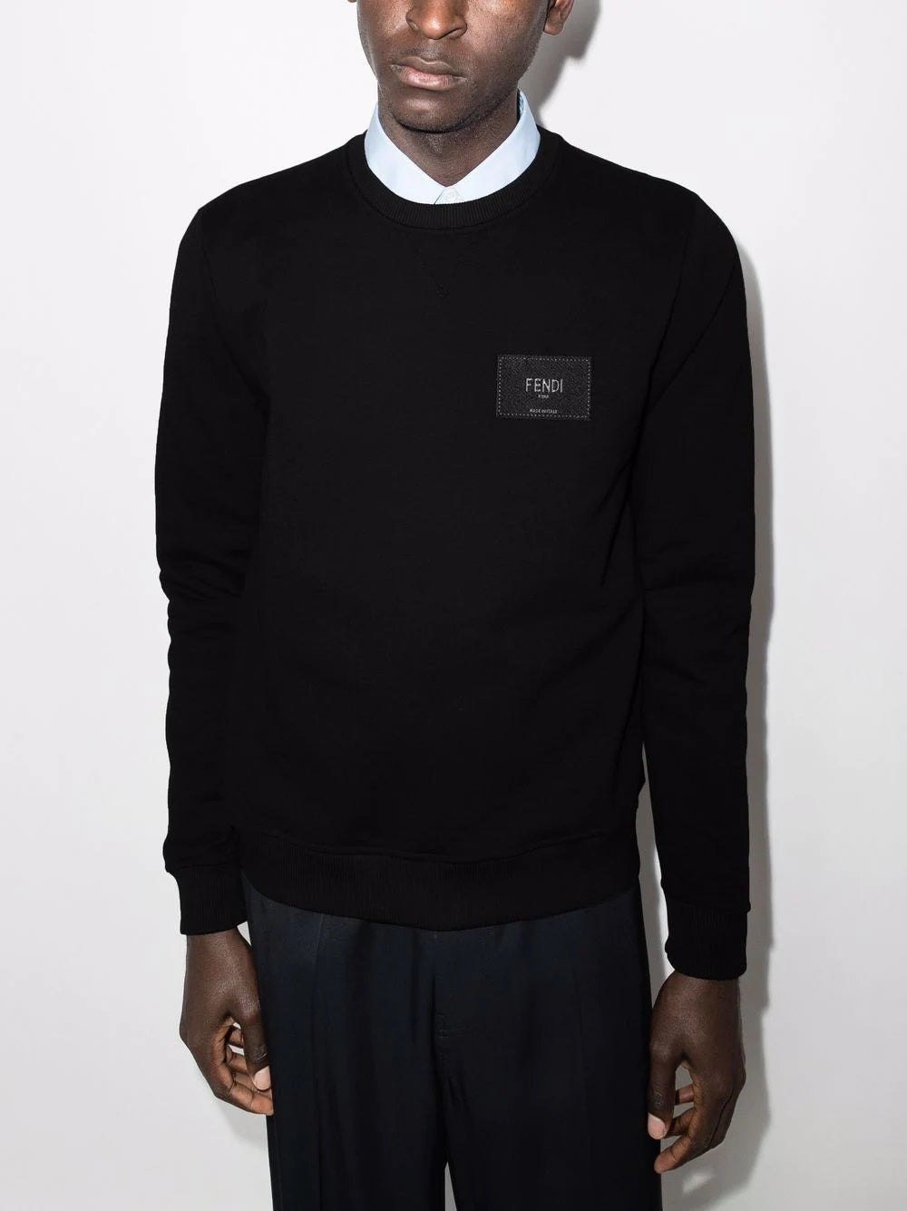 FND logo-patch crew-neck black sweatshirt - Styledistrict