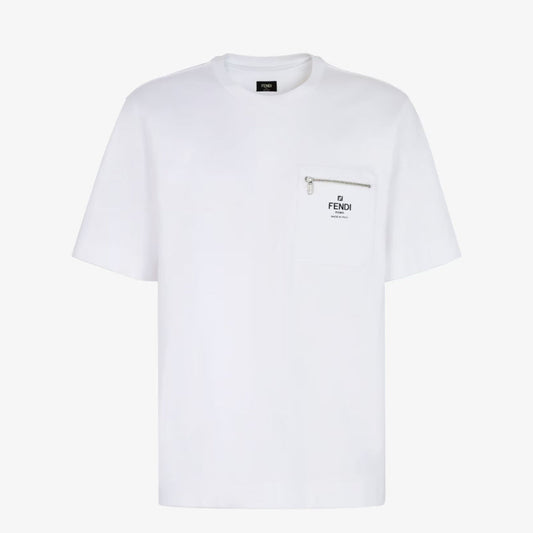 White Cotton T-shirt with Pocket