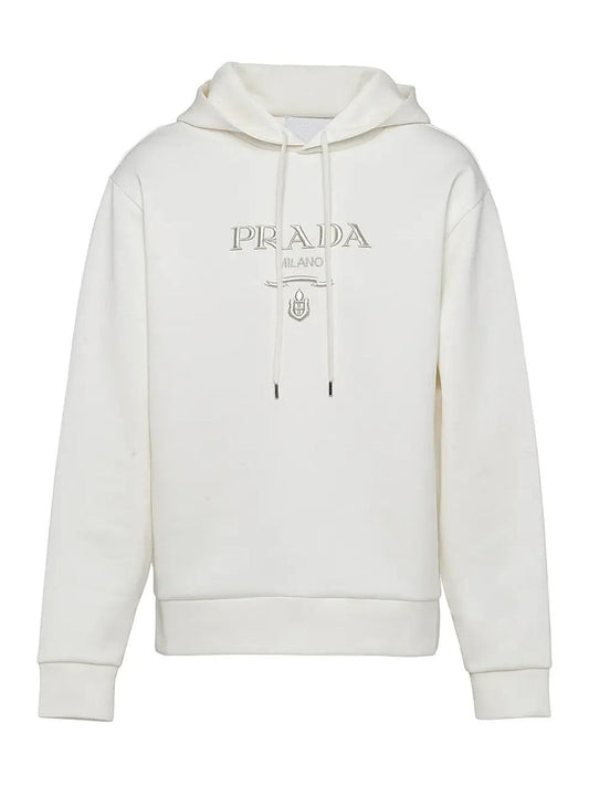 Logo Print Cotton White Hoodie