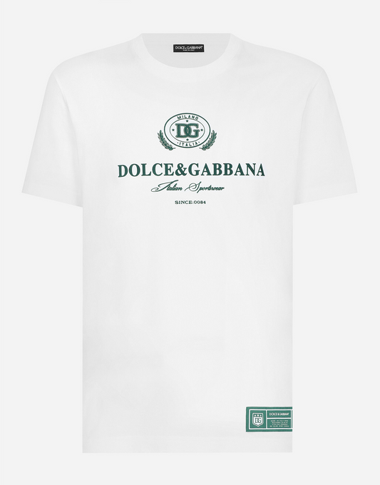 White Cotton T-shirt with Logo Print